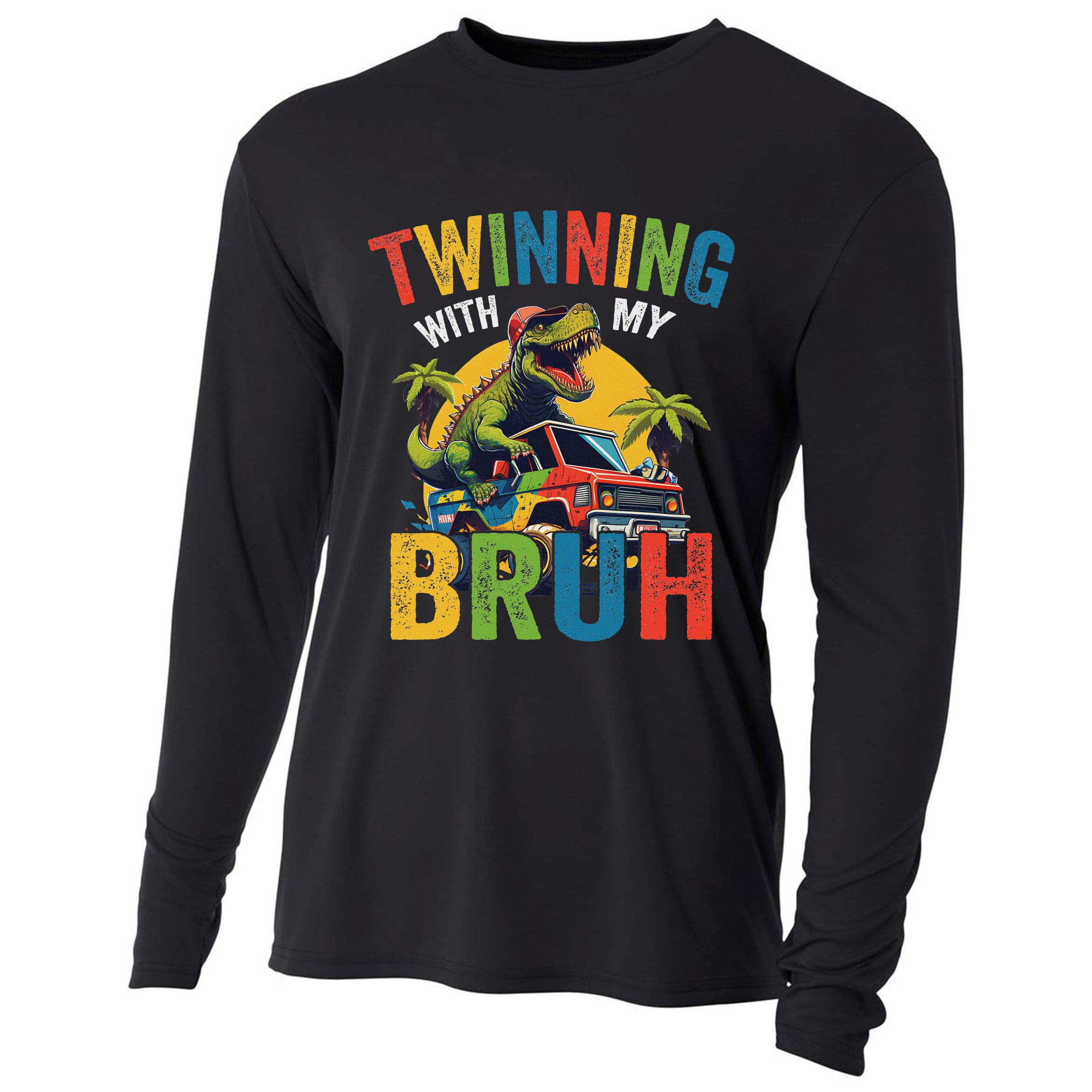 Twinning With My Bestie Funny Twin Day Spirit Week Cooling Performance Long Sleeve Crew