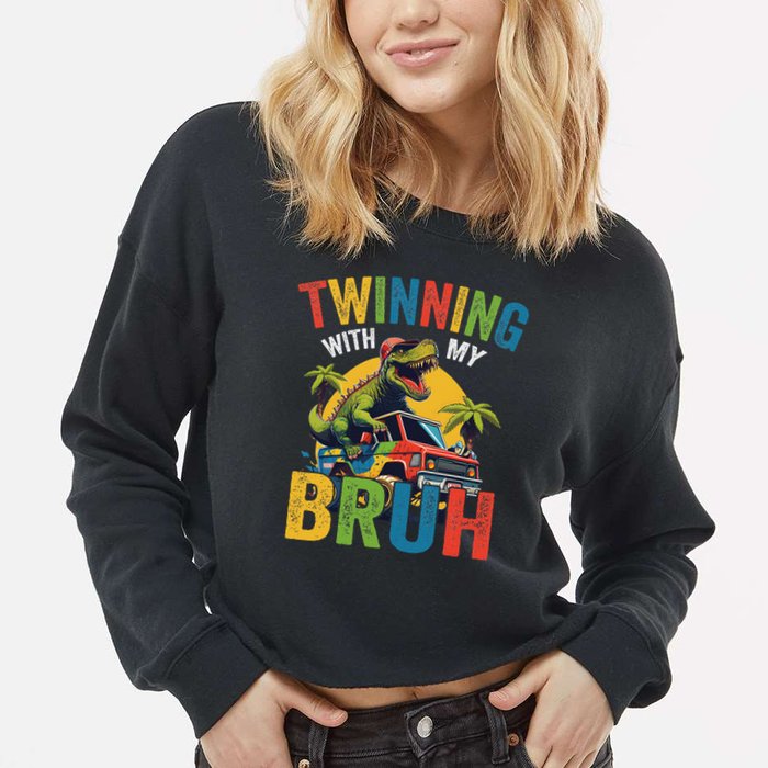 Twinning With My Bestie Funny Twin Day Spirit Week Cropped Pullover Crew