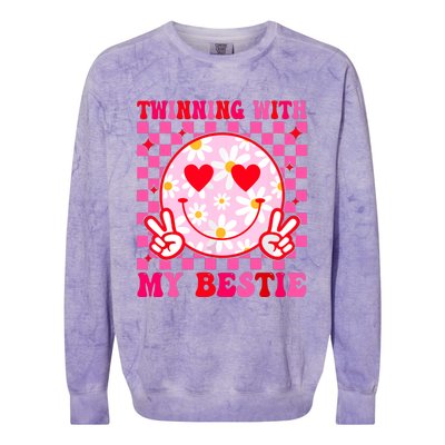 Twinning With My Bestie Matching Best Friend Bff Twins Day Colorblast Crewneck Sweatshirt