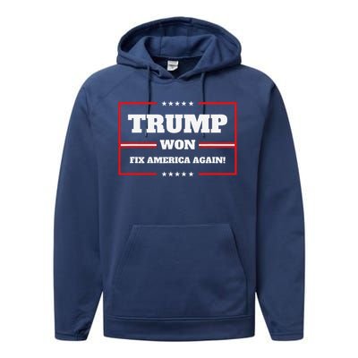 Trump Won Maga Sequel Trump Winner 2024 Fix America Again Performance Fleece Hoodie