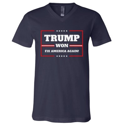 Trump Won Maga Sequel Trump Winner 2024 Fix America Again V-Neck T-Shirt