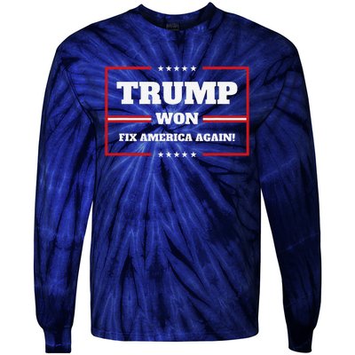 Trump Won Maga Sequel Trump Winner 2024 Fix America Again Tie-Dye Long Sleeve Shirt