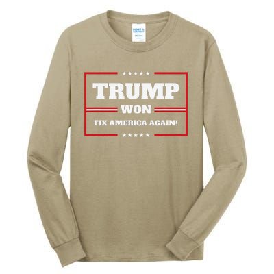 Trump Won Maga Sequel Trump Winner 2024 Fix America Again Tall Long Sleeve T-Shirt