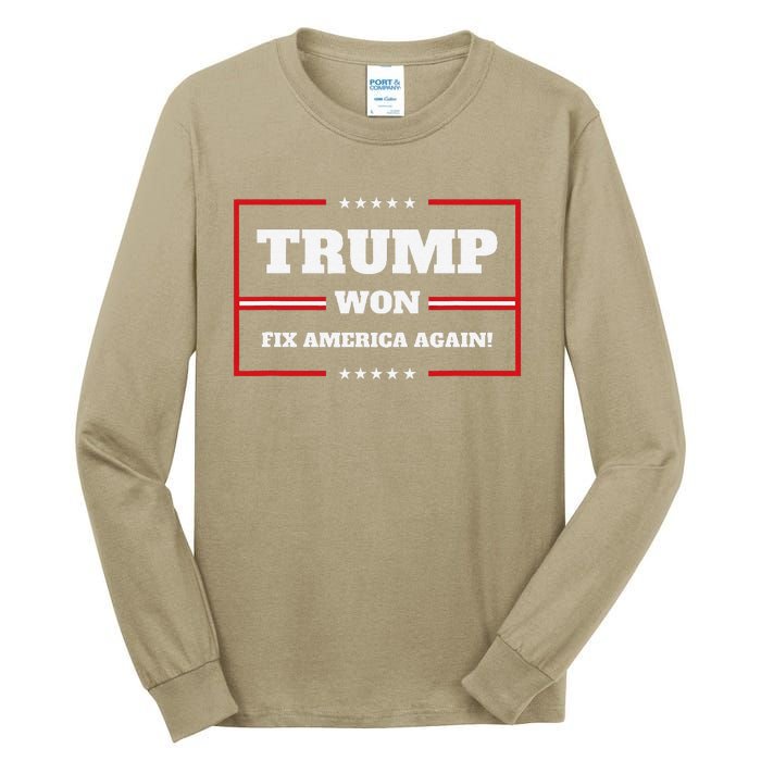 Trump Won Maga Sequel Trump Winner 2024 Fix America Again Tall Long Sleeve T-Shirt