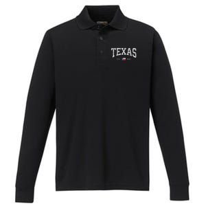 Texas Women Men Kids Texas State Flag Distressed Performance Long Sleeve Polo