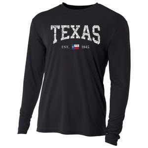 Texas Women Men Kids Texas State Flag Distressed Cooling Performance Long Sleeve Crew