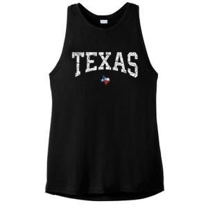 Texas Women Men Kids Texas State Map Flag Distressed Ladies PosiCharge Tri-Blend Wicking Tank