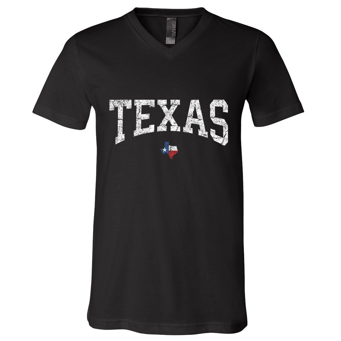 Texas Women Men Kids Texas State Map Flag Distressed V-Neck T-Shirt