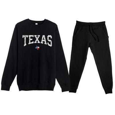 Texas Women Men Kids Texas State Map Flag Distressed Premium Crewneck Sweatsuit Set