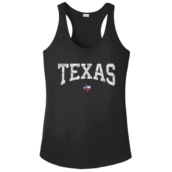 Texas Women Men Kids Texas State Map Flag Distressed Ladies PosiCharge Competitor Racerback Tank