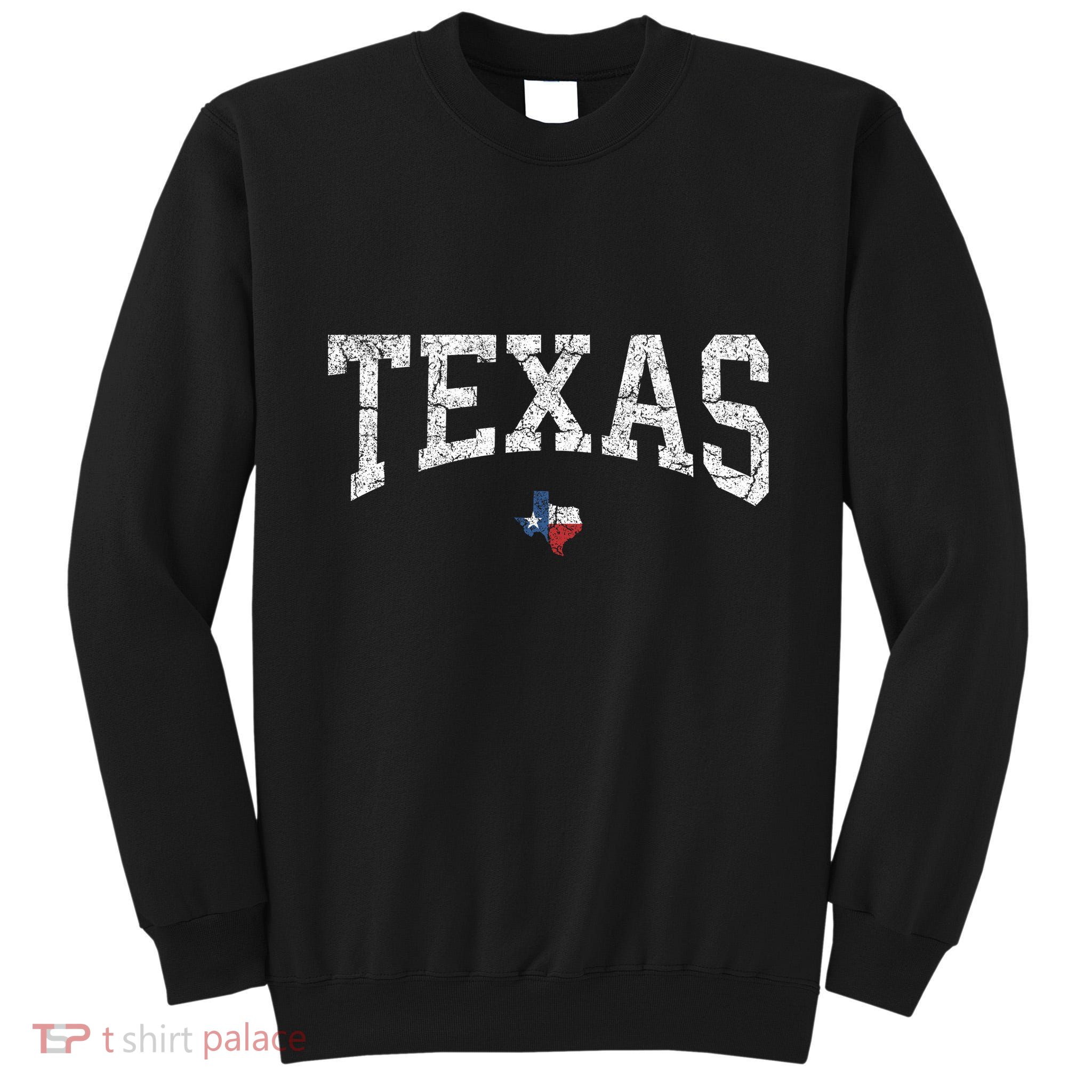Texas Women Men Kids Texas State Map Flag Distressed Tall Sweatshirt