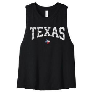 Texas Women Men Kids Texas State Map Flag Distressed Women's Racerback Cropped Tank