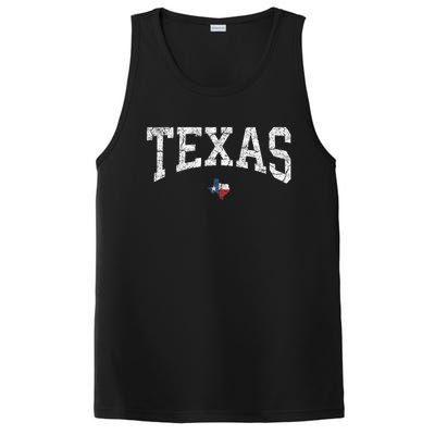 Texas Women Men Kids Texas State Map Flag Distressed PosiCharge Competitor Tank