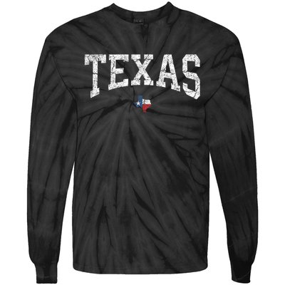 Texas Women Men Kids Texas State Map Flag Distressed Tie-Dye Long Sleeve Shirt