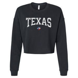 Texas Women Men Kids Texas State Map Flag Distressed Cropped Pullover Crew