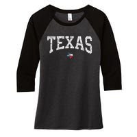 Texas Women Men Kids Texas State Map Flag Distressed Women's Tri-Blend 3/4-Sleeve Raglan Shirt