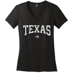 Texas Women Men Kids Texas State Map Flag Distressed Women's V-Neck T-Shirt