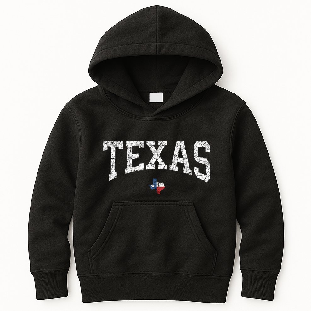 Texas Women Men Kids Texas State Map Flag Distressed Kids Hoodie