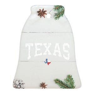 Texas Women Men Kids Texas State Map Flag Distressed Ceramic Bell Ornament