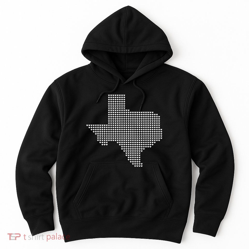 Texas Women Men Kids Texas State Map Made Of Hearts Hoodie