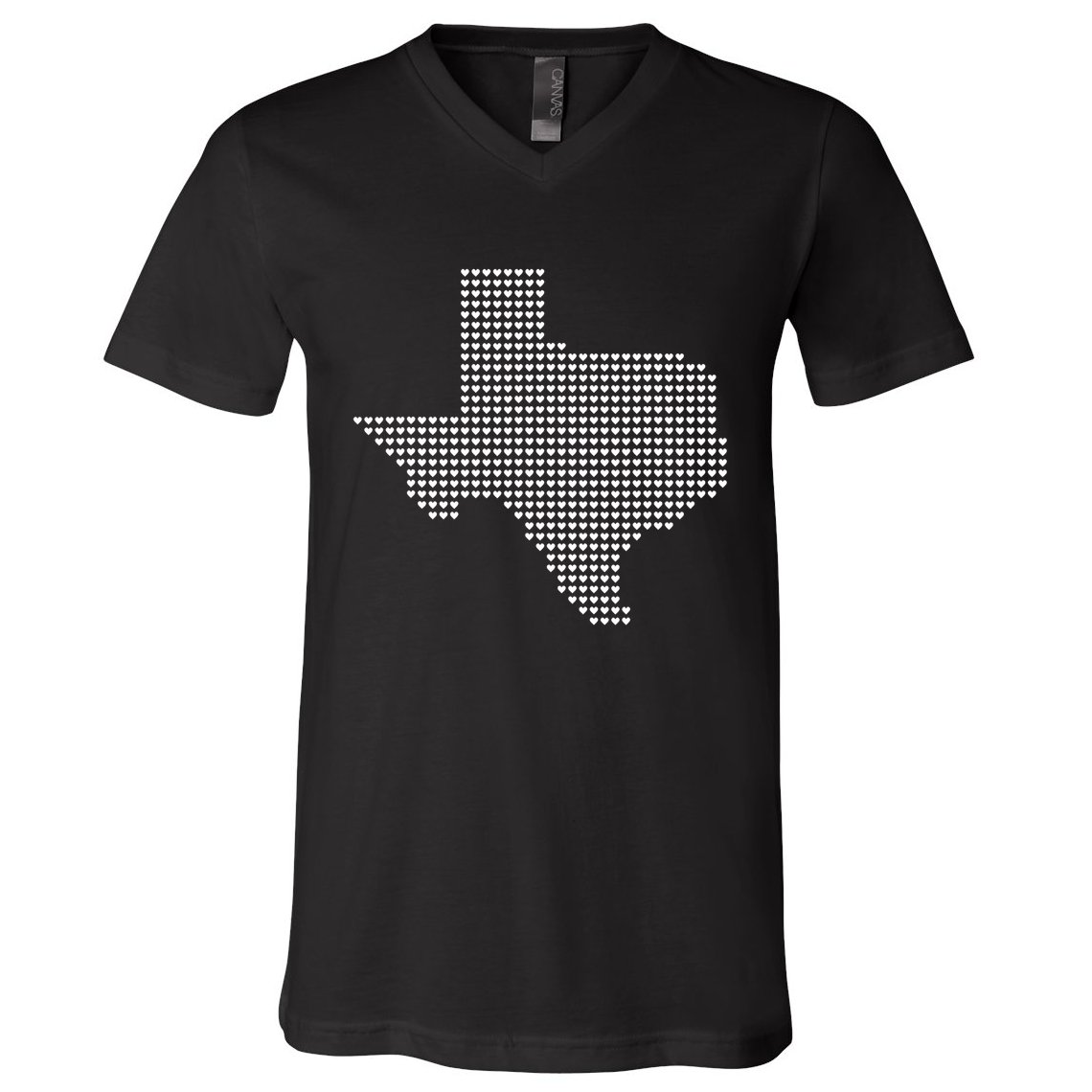 Texas Women Men Kids Texas State Map Made Of Hearts V-Neck T-Shirt
