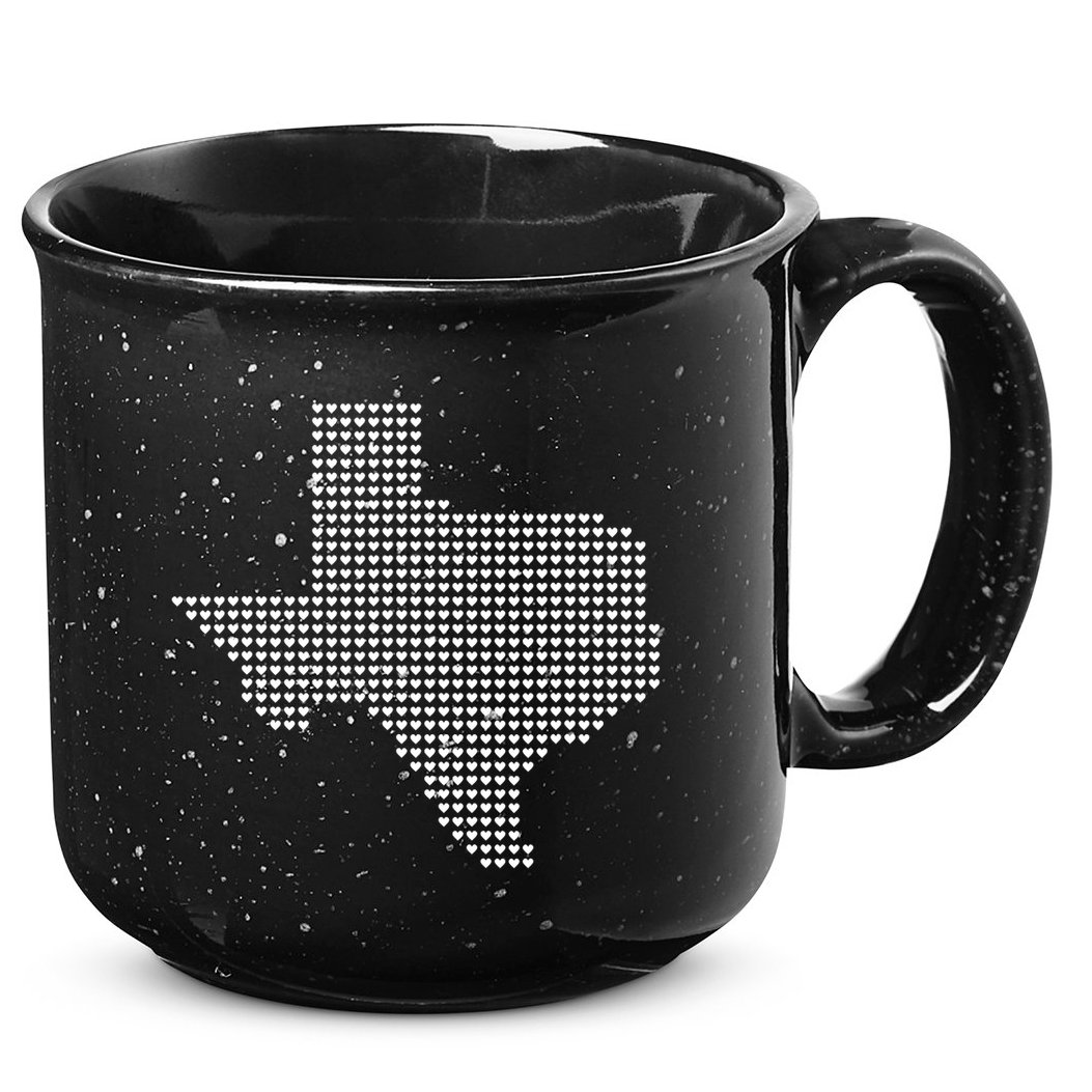 Texas Women Men Kids Texas State Map Made Of Hearts 15oz Campfire Ceramic Mug