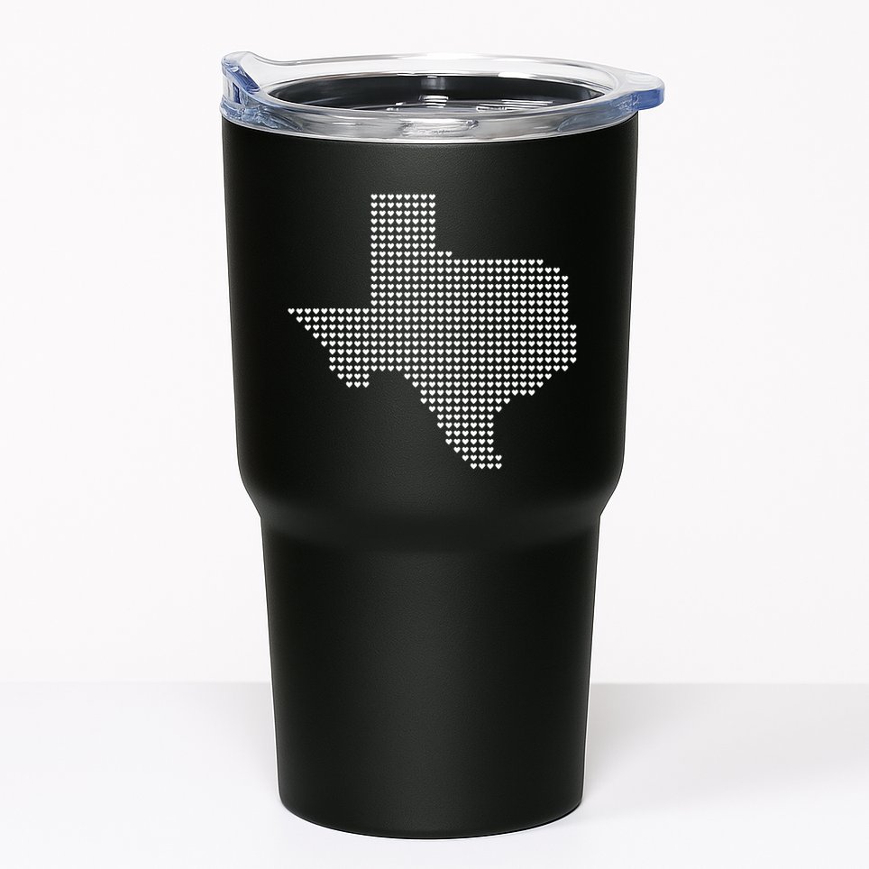 Texas Women Men Kids Texas State Map Made Of Hearts Tumbler