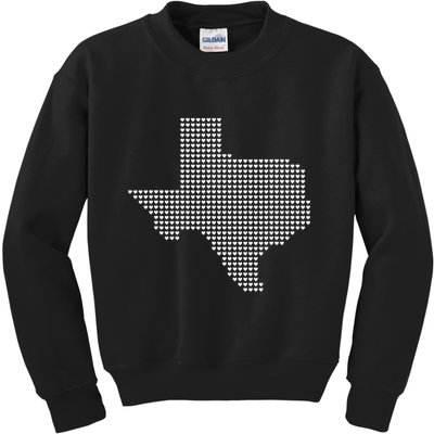 Texas Women Men Kids Texas State Map Made Of Hearts Kids Sweatshirt