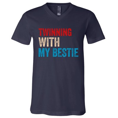 Twinning With My Bestie Spirit Week Best Friend Twin Day V-Neck T-Shirt