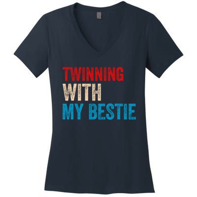 Twinning With My Bestie Spirit Week Best Friend Twin Day Women's V-Neck T-Shirt