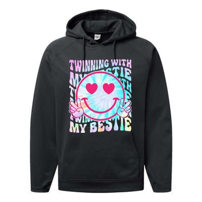 Twinning With My Bestie Spirit Week Twin Day Best Friend 70s Performance Fleece Hoodie