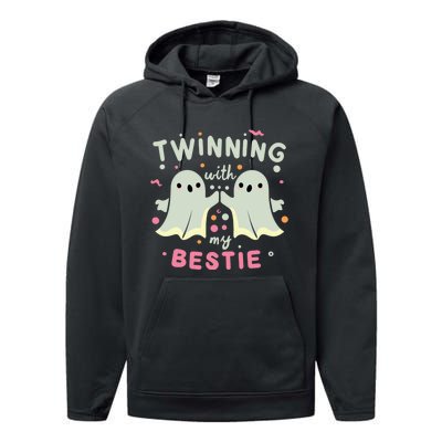 Twinning With My Bestie Halloween Ghost Boy Spirit Week Twin Day Best Friend Performance Fleece Hoodie