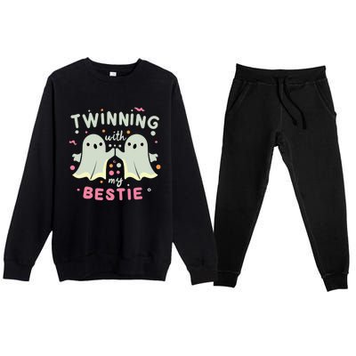 Twinning With My Bestie Halloween Ghost Boy Spirit Week Twin Day Best Friend Premium Crewneck Sweatsuit Set