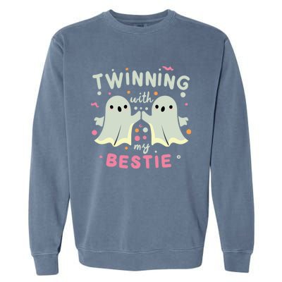 Twinning With My Bestie Halloween Ghost Boy Spirit Week Twin Day Best Friend Garment-Dyed Sweatshirt