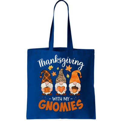 Thanksgiving With My Gnomie Leopard Funny Teacher Fall Gnome Funny Tote Bag