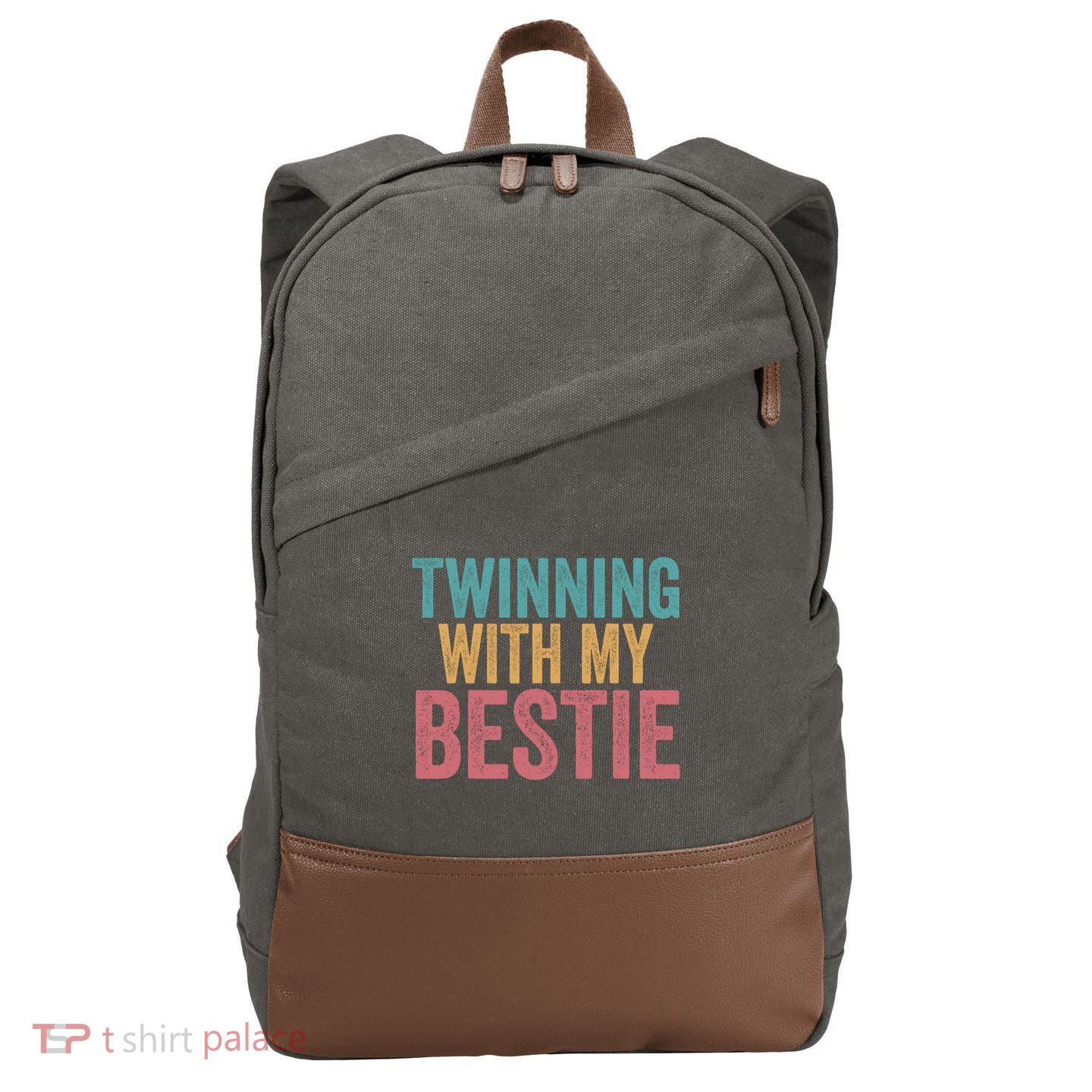 Twinning With My Bestie Spirit Week Best Friend Twin Day Cotton Canvas Backpack