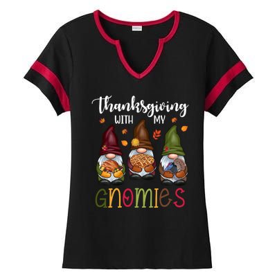 Thanksgiving With My Gnomies Holiday Festive Ladies Halftime Notch Neck Tee