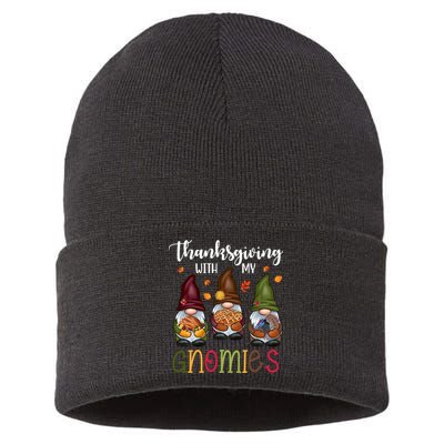 Thanksgiving With My Gnomies Holiday Festive Sustainable Knit Beanie