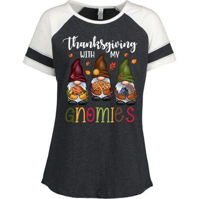 Thanksgiving With My Gnomies Holiday Festive Enza Ladies Jersey Colorblock Tee