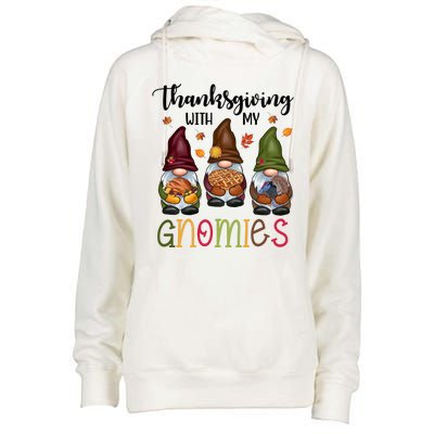 Thanksgiving With My Gnomies Holiday Festive Womens Funnel Neck Pullover Hood