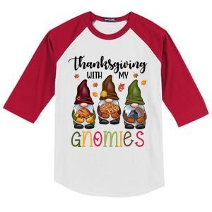 Thanksgiving With My Gnomies Holiday Festive Kids Colorblock Raglan Jersey