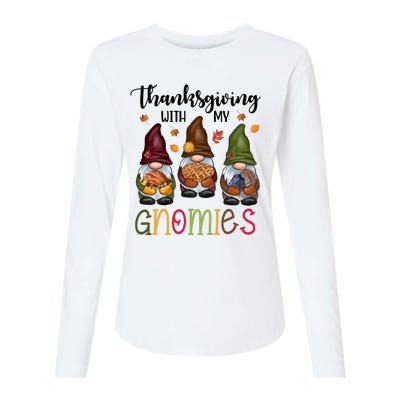 Thanksgiving With My Gnomies Holiday Festive Womens Cotton Relaxed Long Sleeve T-Shirt