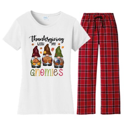 Thanksgiving With My Gnomies Holiday Festive Women's Flannel Pajama Set