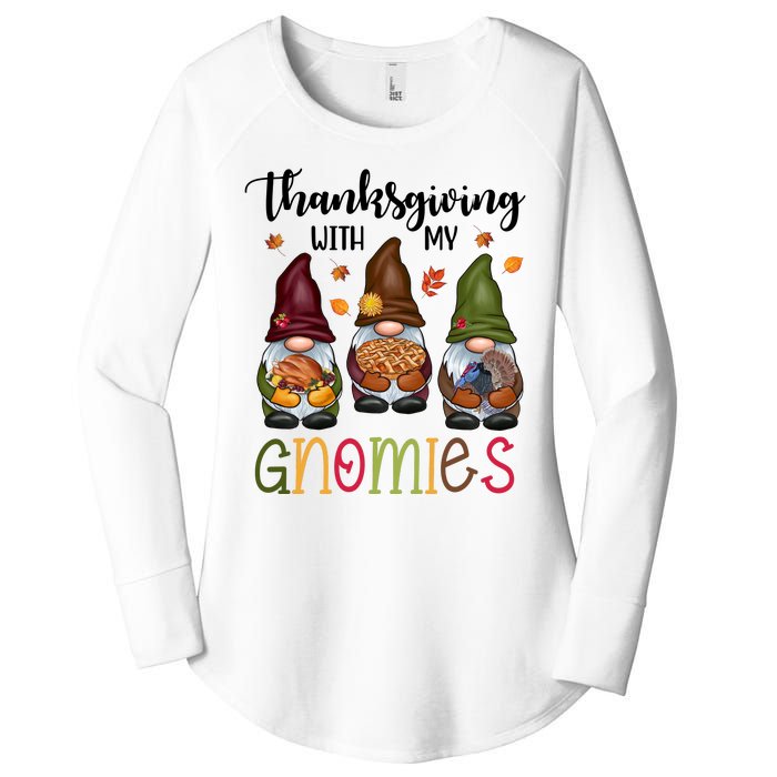 Thanksgiving With My Gnomies Holiday Festive Women's Perfect Tri Tunic Long Sleeve Shirt