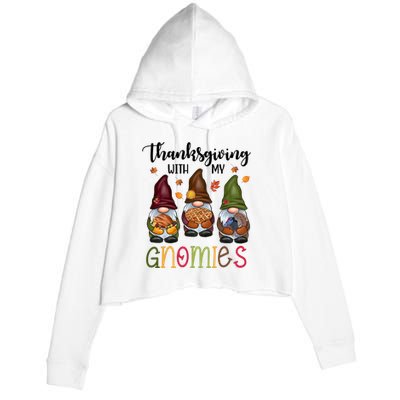 Thanksgiving With My Gnomies Holiday Festive Crop Fleece Hoodie