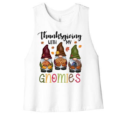 Thanksgiving With My Gnomies Holiday Festive Women's Racerback Cropped Tank