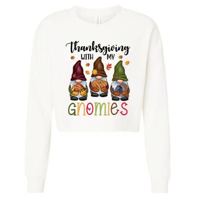 Thanksgiving With My Gnomies Holiday Festive Cropped Pullover Crew