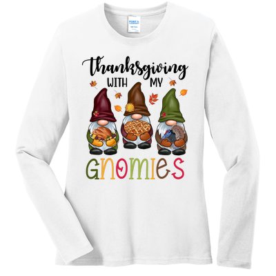 Thanksgiving With My Gnomies Holiday Festive Ladies Long Sleeve Shirt