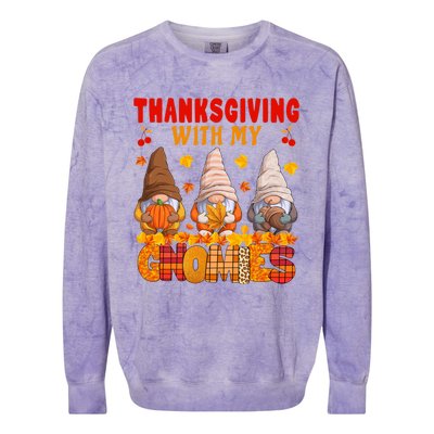 Thanksgiving With My Gnomies Fall Autumn Gnome Thanksgiving Cute Gift Colorblast Crewneck Sweatshirt