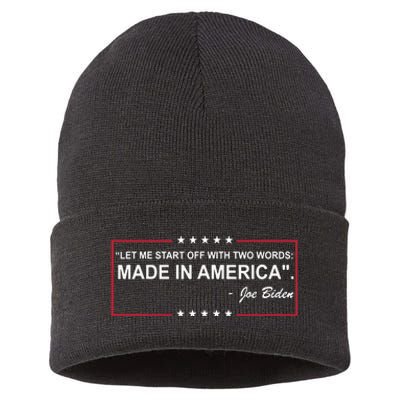 Two Words Made In America Anti Joe Biden Sustainable Knit Beanie